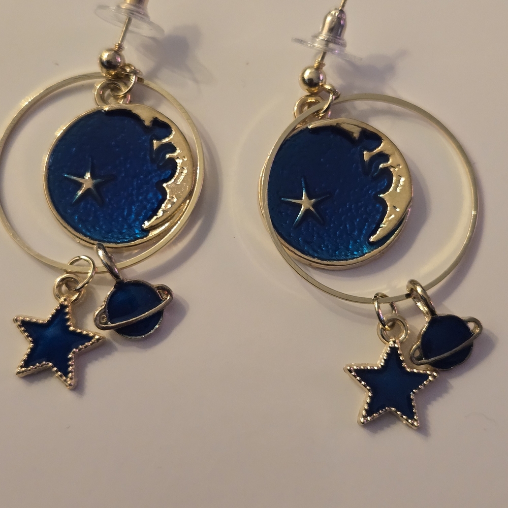 Celestial Blue and Gold Earrings